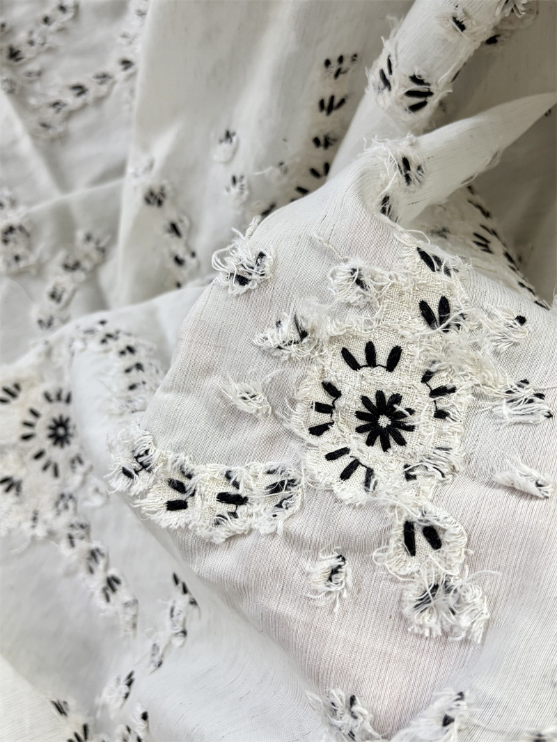 Embroidery Design 3D - 3D nakışlı pamuk-keten kumaş, moda tasarımcıları,