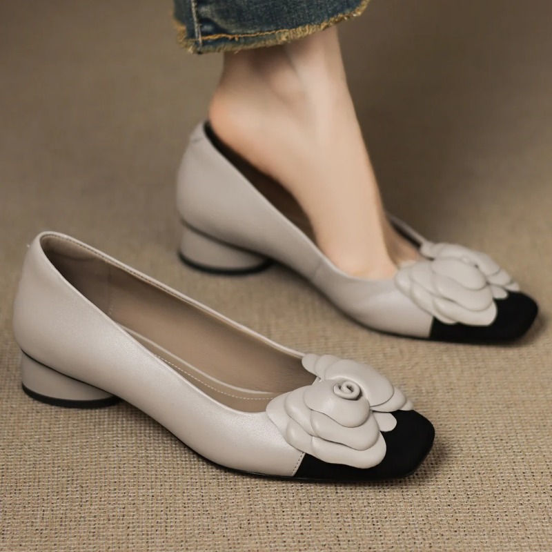 Embroidery Flat Shoes - Büyük beden 34-41 kadın koyun derisi