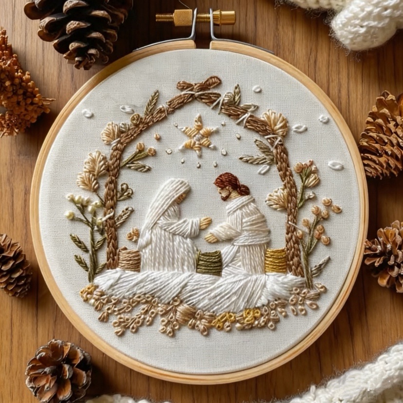 Embroidery Daisy - İsa'nın Doğuşu Noel Nakış Kiti, İngilizce