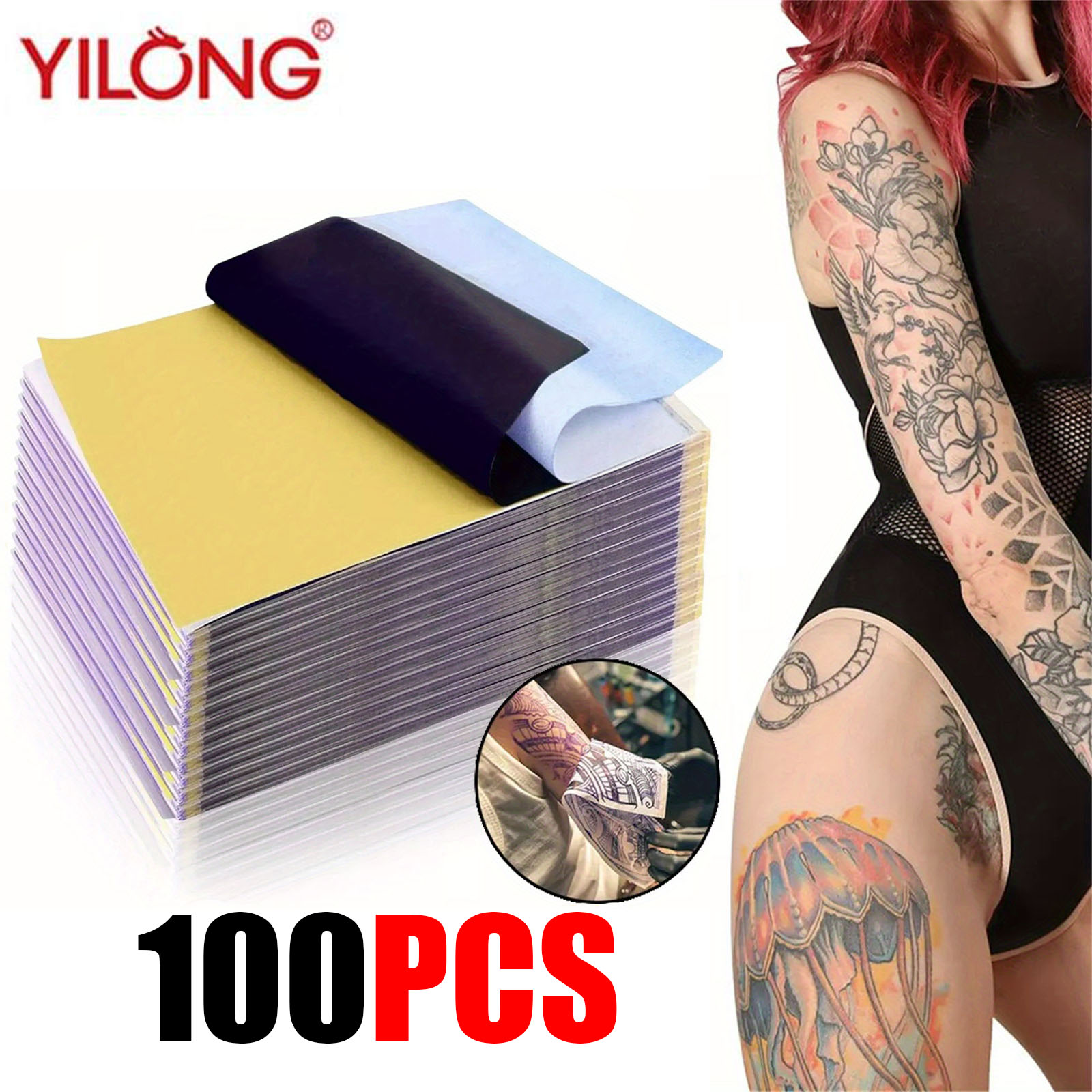 Transfer Paper Carbon - 100 adet profesyonel dövme transfer kağıtları
