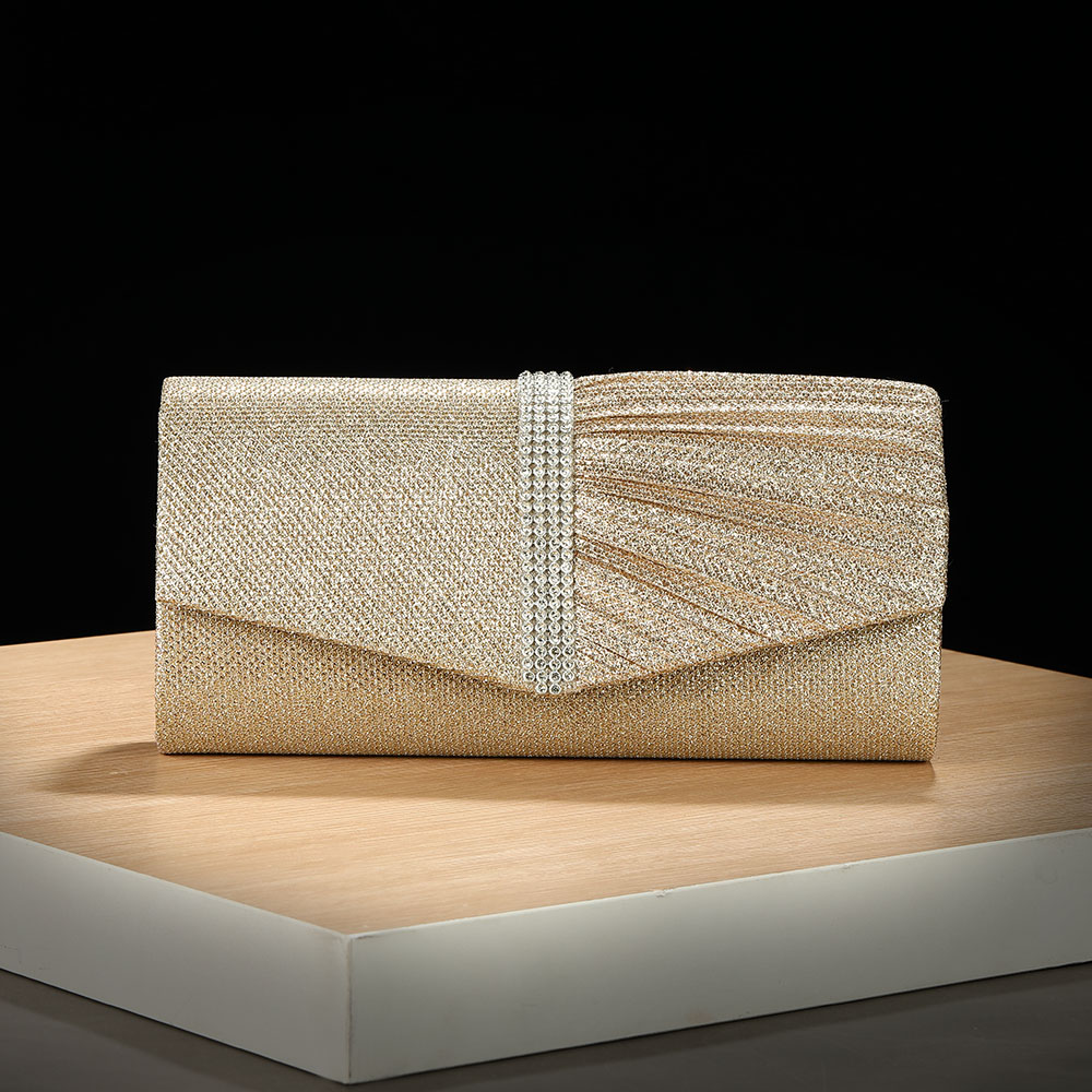Embroidery Gold - Yeni stil altın işlemeli pileli gece