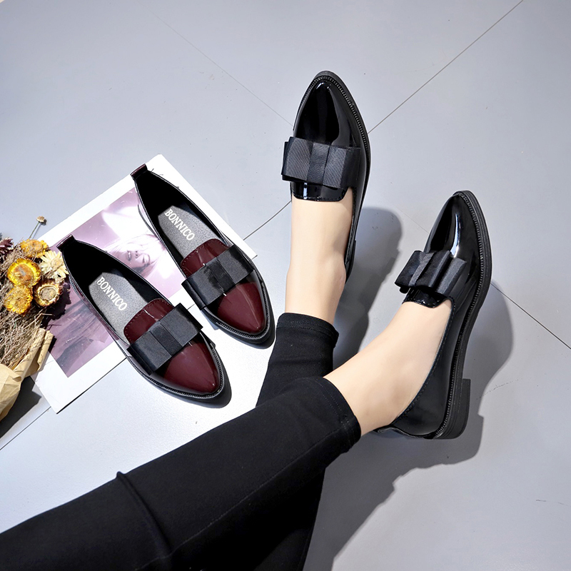 Siyah/Şarap Kırmızısı Rugan De - Embroidery Flat Shoes incelemesi ve fiyatı