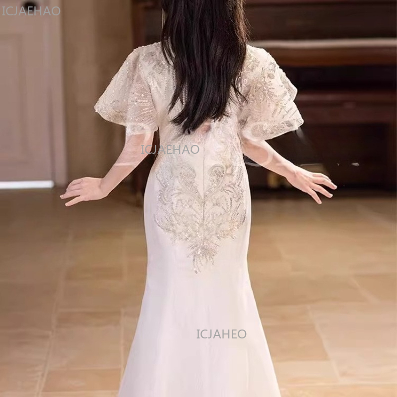 Beyaz Kızlar Qipao Elbise Çocu - Embroidery White Dress incelemesi ve fiyatı