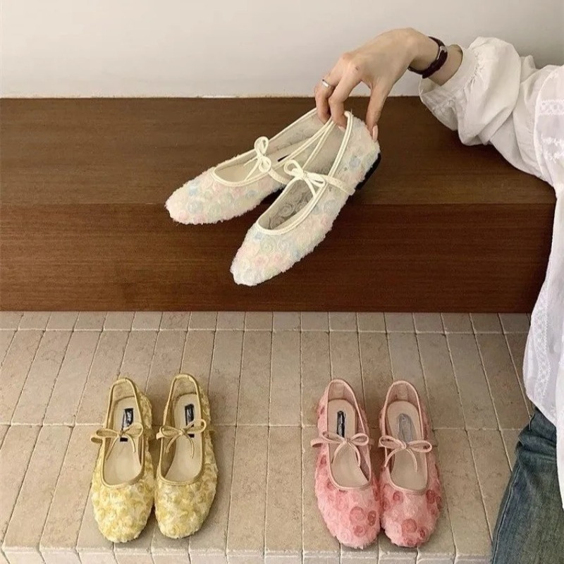 Nazik Yeni Çin Gülü Fileli Mar - Embroidery Flat Shoes incelemesi ve fiyatı