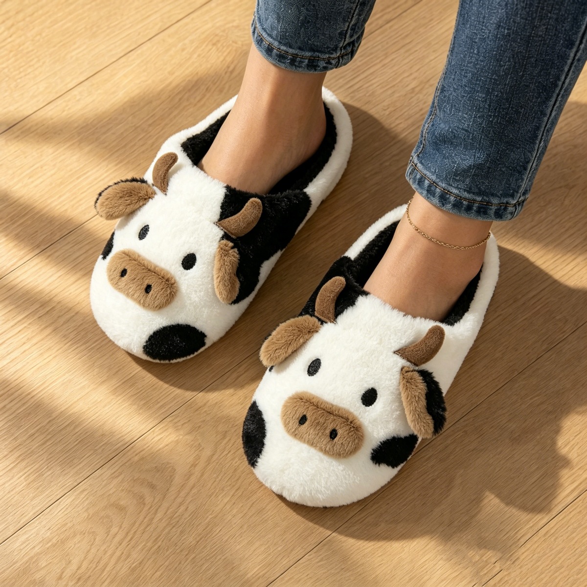 Rahat İnek Desenli Peluş Terli - Embroidery Flat Shoes incelemesi ve fiyatı