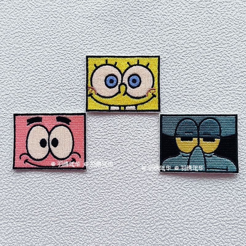 3 adet sıcak Kawaii Sünger Bob - Embroidery Patches incelemesi ve fiyatı
